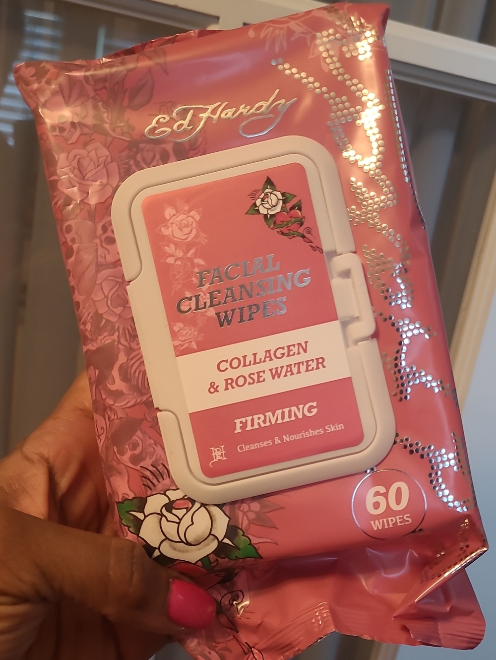 Ed Hardy Pink Collagen & Rose Water Facial Cleansing Wipes